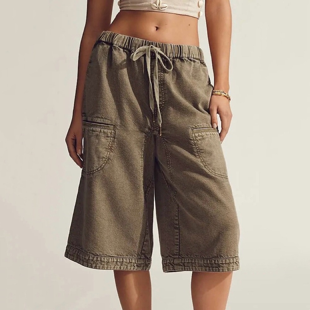 Pilcro Women's Pull-On Gaucho Pants, Green Khaki Military Sz XS